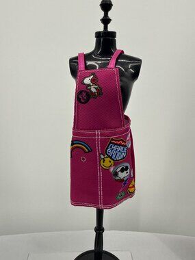 Y2K Barbie Doll x Peanuts Snoopy Pink Denim Overall Mini Dress